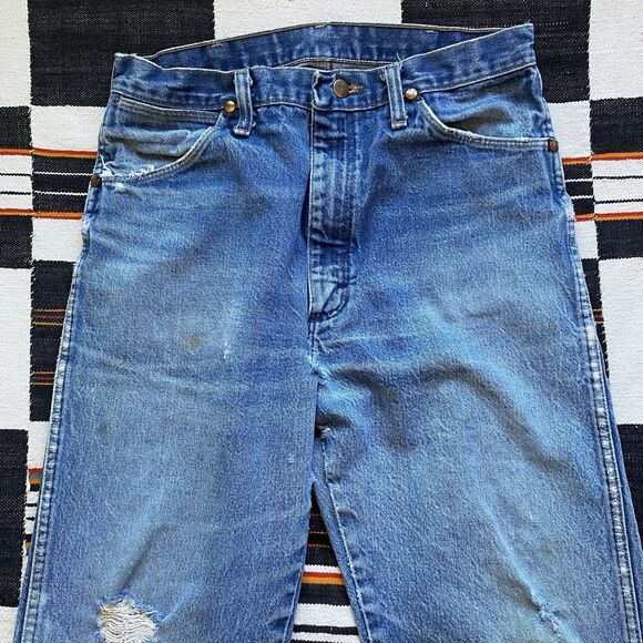Vintage Wrangler Distressed 100% Cotton Jeans. USA. 31/34. Workwear. Western. - Picture 4 of 15